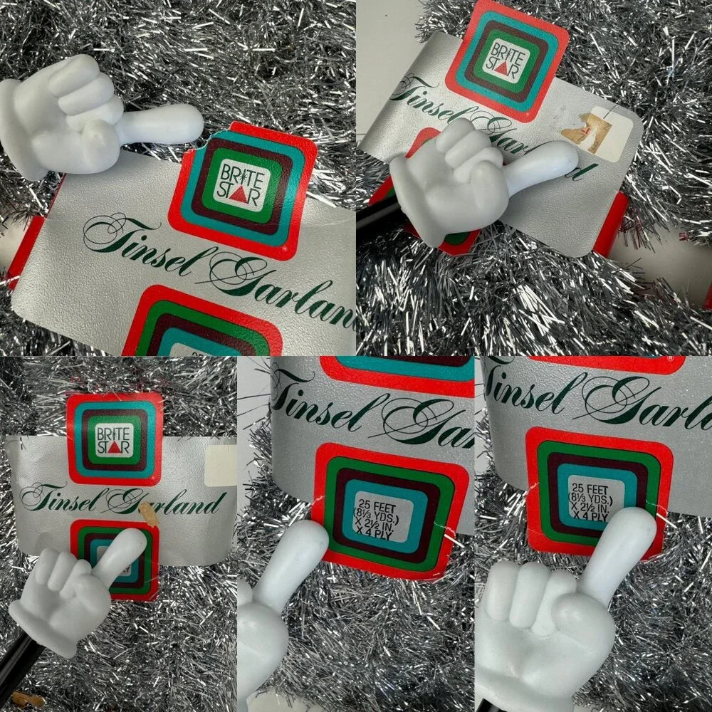 5 Vtg Brite Star Silver Tinsel Garland 25 ft‎ Each Strand Christmas Holiday Prop